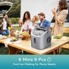 image:imageEUHOMY Countertop Ice Maker Machine with Handle 263lbs Per Day 9 Cubes in 6 Mins AutoCleaning Portable Ice Maker with Basket and Scoop for HomeKitchenCampingRV SilverGrey