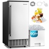 image:imageEUHOMY Under Counter Nugget Ice Maker Machine 70LbsDay Bulitin Freestanding Ice Maker with Double Ice Baskets SelfCleaning amp 24H Timer Ice Machine for Home UseSilverBlack Silver