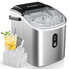 image:imageEUHOMY Countertop Ice Maker Machine with Handle 263lbs Per Day 9 Cubes in 6 Mins AutoCleaning Portable Ice Maker with Basket and Scoop for HomeKitchenCampingRV SilverSteel Grey Silver