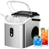 image:imageEUHOMY Countertop Ice Maker Machine with Handle 263lbs Per Day 9 Cubes in 6 Mins AutoCleaning Portable Ice Maker with Basket and Scoop for HomeKitchenCampingRV SilverStainless Steel Silver