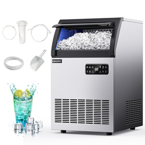 image:imageEUHOMY Commercial Ice Maker120lbs24HStainless Steel Under Counter Ice Machine with Water Filter33lbs Storage Bin 45 Cubes in 812 Mins Freestanding Ice Cube Maker for HomeBarCafeRestaurant2 50silver